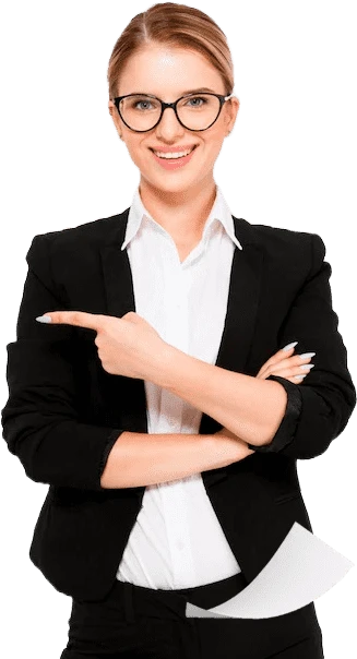 Общее фото - женщина указывающая налево